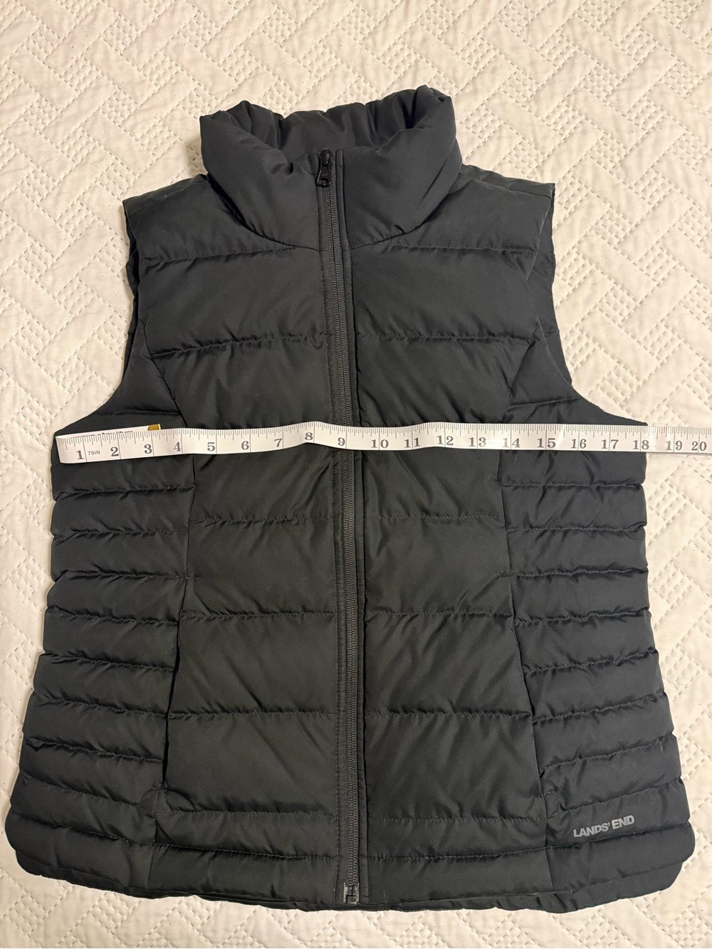 Lands’ End Black Down Puffer Vest Women’s XS Full Zip Quilted - Picture 15 of 16